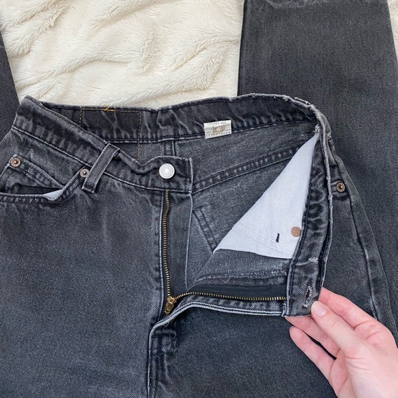 Levi's Vintage 1997 slim-fit tapered leg orange tab black jeans Sz M juniors - Picture 4 of 10